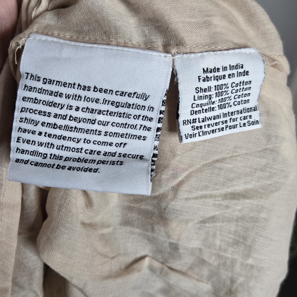 Anthropologie Hemant & Nandita‎ Pixie Boho Printed Fringe Long Maxi Dress Large - Picture 11 of 12